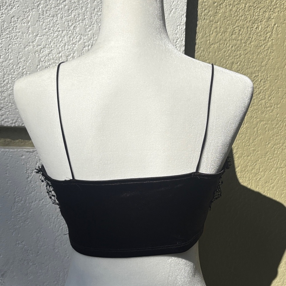 Black Rhinestone Mesh Crop Top - Picture 3 of 9